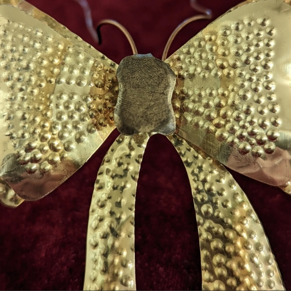 Lot of 3 Vintage 3D Gold Tin Hand Crafted Christmas Ornaments Mid-Late Century - Picture 5 of 11